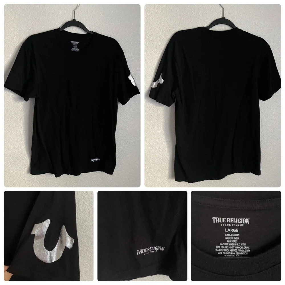 True Religion Men’s Crewneck Undershirt Tee Bundle of 2 Shirts L Black